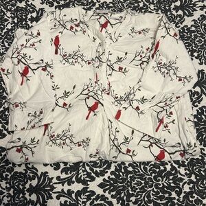 Red Cardinal Flannel Cotton Nightgown